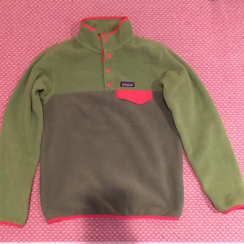 Patagonia Synchilla Snap-T Fleece Green and Pink S